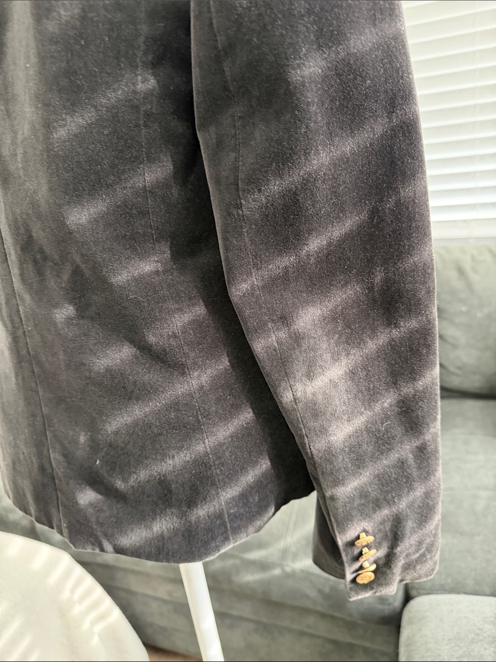 Old Navy Vintage Dark Brown Velvet Blazer with Gold Buttons - Picture 8 of 13